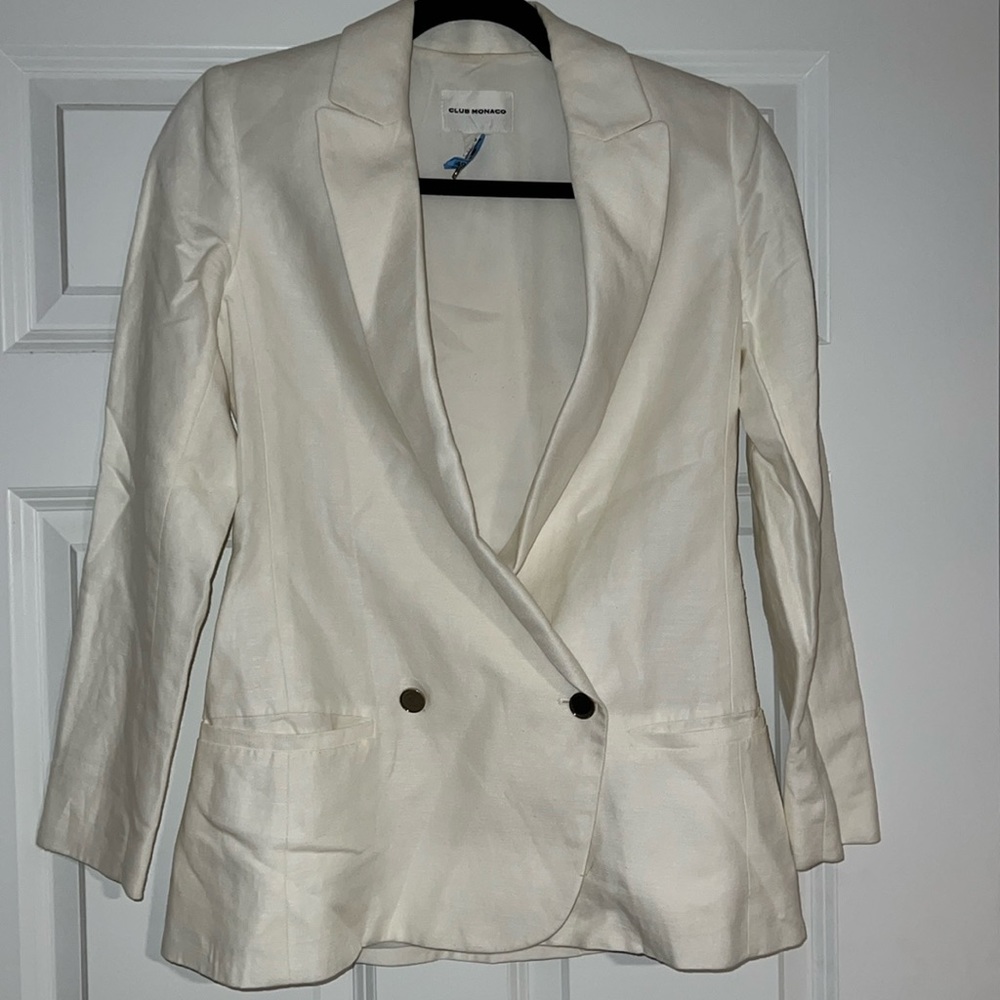 Club Monaco White Linen Blazer